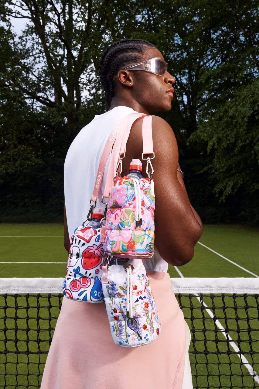 evian 200 Years Young collectible bottle bag with artist-designed graphics - produced by The Robin Collective