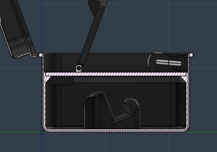 CAD cross-section of the KFC Hawkins puzzle box combination lock mechanism - The Robin Collective
