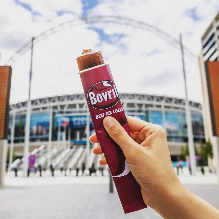 Bovril beef ice lolly held outside Wembley Stadium by The Robin Collective