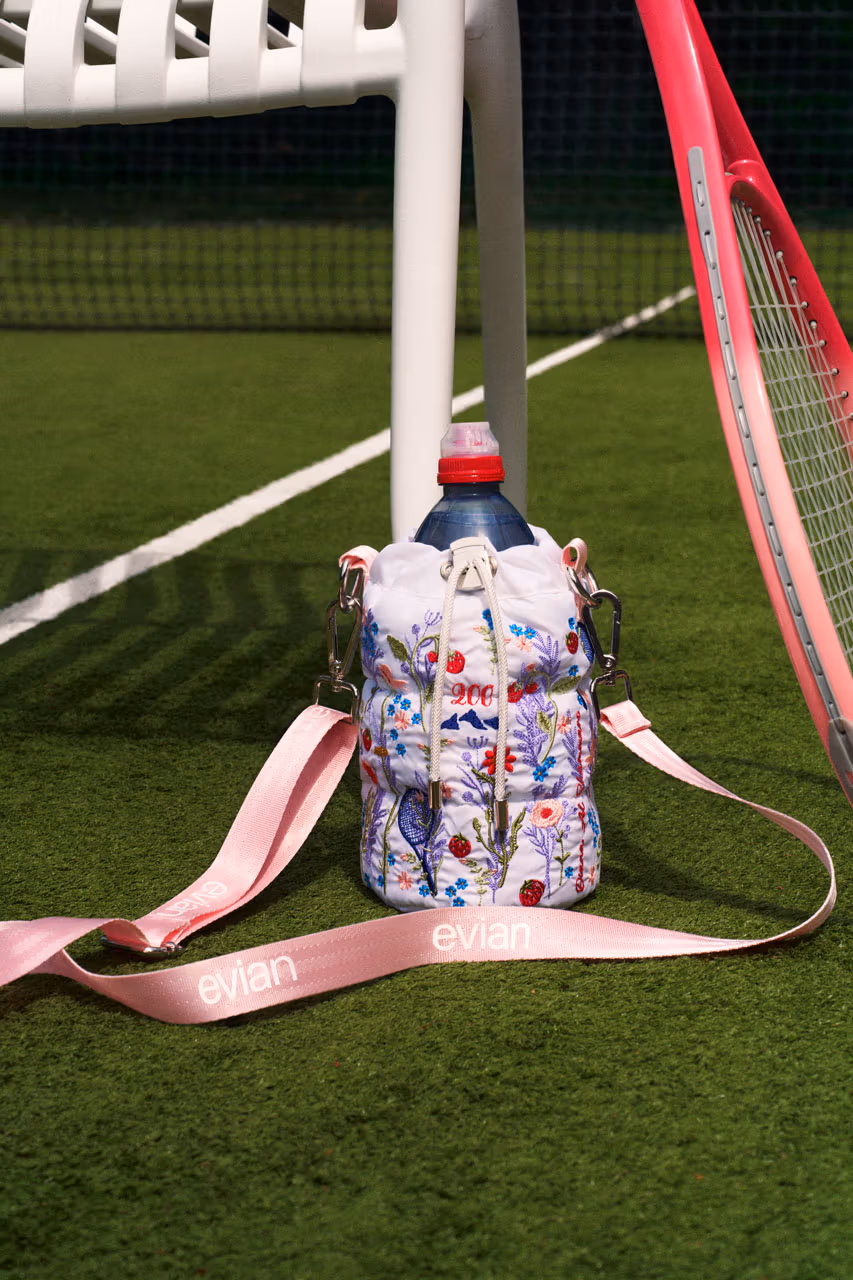 evian 200th anniversary bottle bag with custom metalwork base - The Robin Collective
