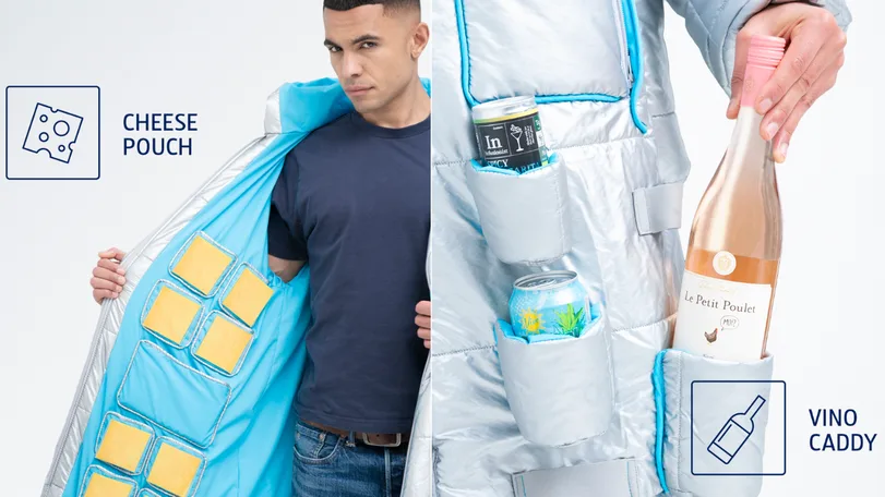 Aldi Cooler Coat cheese pouch and vino caddy details by The Robin Collective