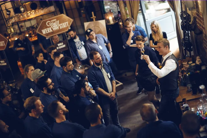 Bartenders gathered for a Glenfiddich Experimental Series tasting at a trade event