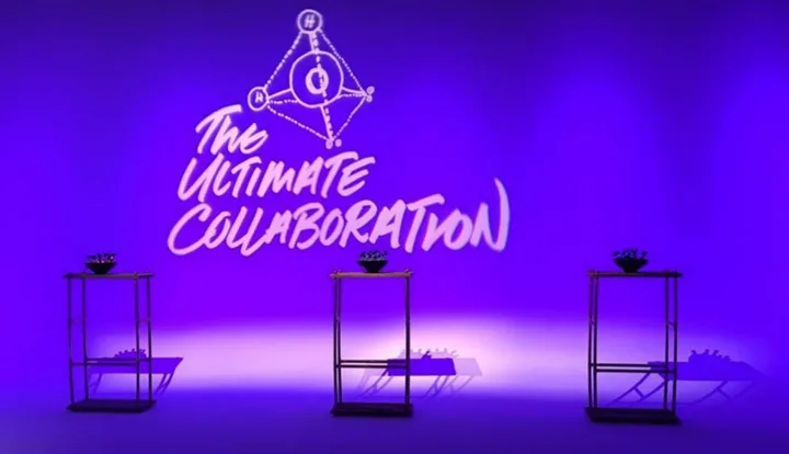 Glenfiddich 'The Ultimate Collaboration' immersive event lit in purple with sculptural plinths
