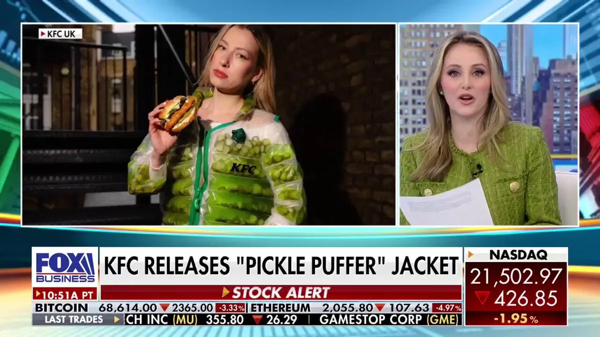 KFC Pickle Puffer Jacket on Fox Business News