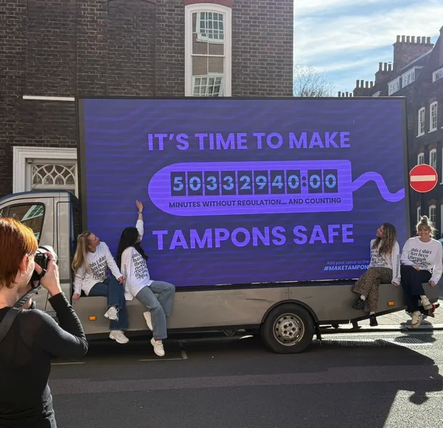 TOTM tampon-safety campaign van produced by The Robin Collective
